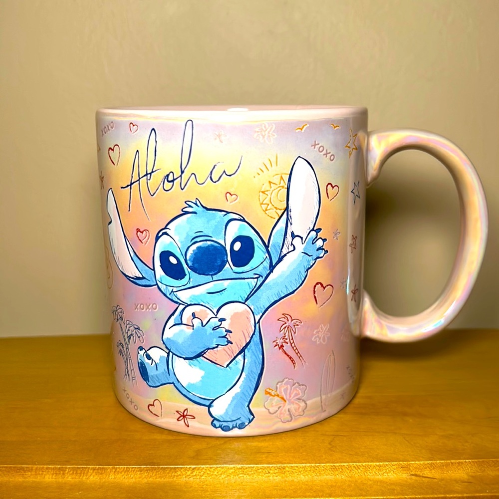 Disney’s Stitch on an Iridescent Lavender Mug/ Aloha